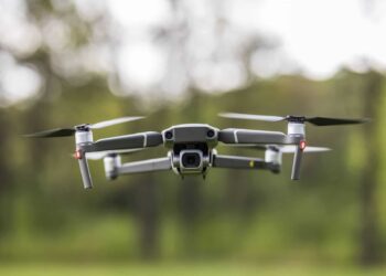 A drone that may dodge something thrown at it.