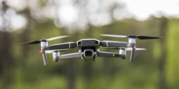 A drone that may dodge something thrown at it.