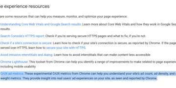 Google Web page Expertise Doc Provides CrUX Advert Metrics