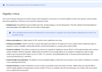 Google’s UGC Recent Information Program